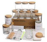 MILIVIXAY Paquete de 12 tarros de cristal transparente de 7 onzas con tapas y kits de fabricación de velas, tarros vacíos a granel para hacer velas, recipientes de especias y polvo.