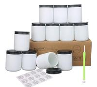 MILIVIXAY Paquete de 12 tarros de vidrio grueso de 8 onzas con tapas de metal negro, tarros vacíos a granel para hacer velas, frascos de conservas para especias, líquidos, muestras, aptos para