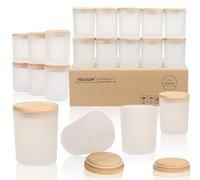 MILIVIXAY Paquete de 20 tarros de cristal grueso esmerilado de 7 onzas con tapas, tarros vacíos a granel para hacer velas, recipientes de especias y polvo.