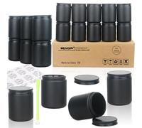 MILIVIXAY Paquete de 20 tarros de vidrio grueso de 8 onzas con tapas de metal negro, tarros vacíos a granel para hacer velas, frascos de conservas para especias, líquidos, muestras, aptos para
