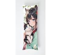 Milk Cat Body Pillow Case Cover 60x180cm, Long Backrest Cushion Pillow Protector with Zipper, Decorative Bedding Pillowcase, Soft Body Pillow Cover for Couch Bedroom Girl