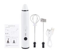 Milk Frother Wand, Electric Whisk Frother Rechargeable Egg Beater Coffee Mixer Handheld for Coffee Matcha Latte Cappuccino Hot Chocolate (White)