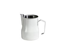 milk frothing pitcher, Jarra de espuma de leche rosa de 300/450ml, taza de vapor Espresso de acero inoxidable con escala de medición for Barista Latte Art,for coffee machines(White 450ml)
