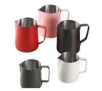 milk frothing pitcher, Jarra for espumar café y leche, acero inoxidable 304, escala precisa, Latte Barista, CafeUtensil profesional,for coffee machines(Orange 350ML 1Pcs)