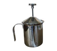 Milk Frothing Pitcher - Voluminous Bubbling Jug | Polished Ironware Carafe with Internal Screen, Manual Suds Generation Equipment, Breakfast Beverage Essentials for Kitchen, Home, Cafe and Bi