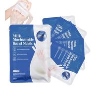 Milk Niacinamide Hidratante Mascarilla de Mano, 6 Unidades de Mascarillas de Mano con Leche y Niacinamida, Mascarilla de Cuidado Intensivo de las Manos Antisecas, Para Piel Suave y Radiante