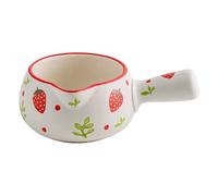 Milk Pot - Ceramic Heat Resistant Strawberry Motif, Small Boiling Pot and Butter Warmer for Kitchen | Versatile Cooking P0t for Stewing Vegetables Noodles Porridge | Sauce Coffee Soup Preparation Pots