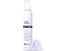 milk_shake | Silver Shine Whipped Cream 200 ml, Espuma acondicionadora sin aclarado específica anti-amarillo para cabellos rubios o grises, con pigmento púrpura, Made in Italy