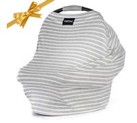 Milk Snob Funda original 5 en 1: privacidad añadida para la lactancia, asiento de coche de bebé, portabebés, cochecito, silla alta, carrito de la compra, toldo para tumbona,(raya gris jaspeado)