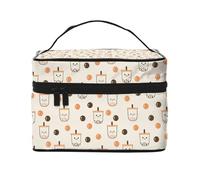 Milk Tea No.I06 - Bolsa de maquillaje, bonitas bolsas de cosméticos para mujeres, neceser de aseo, bolsa organizadora de maquillaje de viaje grande