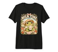 Milk Time Lindo Rana Fresa Leche Cottagecore Arte Kawaii Camiseta Premium