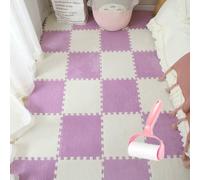Milk Velvet Patchwork Rugs,30 * 30 * 1.2 cmWashable Square Foam Floor Mat,Home Playroom Climbing Area Rugs,Plush Interlocking Foam Mats,Puzzle Floor Tiles,for Bedroom Living Rooms