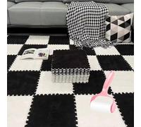 Milk Velvet Patchwork Rugs,30 * 30 * 1.2 cmWashable Square Foam Floor Mat,Home Playroom Climbing Area Rugs,Plush Interlocking Foam Mats,Puzzle Floor Tiles,for Bedroom Living Rooms