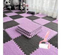 Milk Velvet Patchwork Rugs,30 * 30 * 1.2 cmWashable Square Foam Floor Mat,Home Playroom Climbing Area Rugs,Plush Interlocking Foam Mats,Puzzle Floor Tiles,for Bedroom Living Rooms