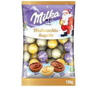 Milka Bolas de Navidad - Mezcla de chocolate con leche alpina, nueces crujientes y chocolate blanco, 350 g