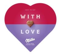 Milka Bombones de Chocolate con Leche de los Alpes, Rellenos con Crema de Avellana, Forma de Corazón, 165 g