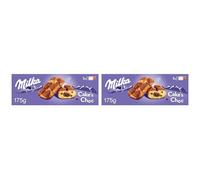 Milka Cake & Choc Bizcocho con Pepitas de Chocolate con Leche de los Alpes y Relleno de Chocolate 175g (Paquete de 2)