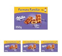 Milka Cake & Choc Bizcocho con Pepitas de Chocolate con Leche de los Alpes y Relleno de Chocolate Formato Familiar 350g (Paquete de 4)