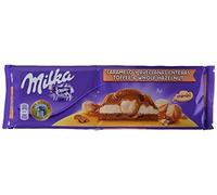Milka MMMAX Tableta Grande de Chocolate con Leche de los Alpes con Avellanas Enteras, Relleno de Crema de Caramelo y Crema de Leche Sabor Caramelo 300g