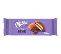 Milka Choc & Choc Bizcochos Rellenos de Cacao y Recubiertos de Chocolate con Leche de los Alpes, Paquete de 150g