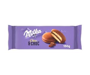 Milka Choc & Choc Bizcochos Rellenos de Cacao y Recubiertos de Chocolate con Leche de los Alpes, Paquete de 150g