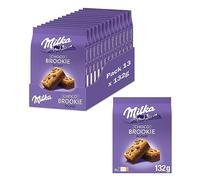 Milka Choco Brookie Bizcocho de Chocolate con Leche de los Alpes y Trozos de Chocolate con Leche Formato Bolsillo 132g - Pack de 13
