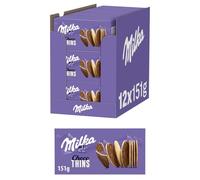 Milka Choco Thins - Galletas crujientes con delicado chocolate con leche alpina, 12 x 189 g