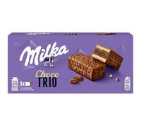Milka Choco Trio, Bizcocho de Cacao y Cubierto con Chocolate con Leche de los Alpes, 150g