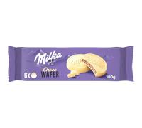 Milka Choco Wafer Barquillo de Chocolate Blanco y Relleno de Cacao, 180g