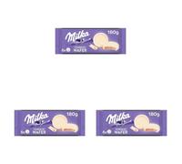 Milka Choco Wafer Galleta Barquillo con Relleno de Cacao y Cubierto de Chocolate Blanco 180g (Paquete de 3)