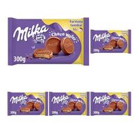 Milka Choco Wafer Galleta Barquillo con Relleno de Cacao y Cubierto de Chocolate con Leche de los Alpes Formato Familiar 300g (Paquete de 5)
