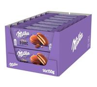 Milka Choco Wafer, Galleta Barquillo con Relleno de Cacao y Cubierto de Chocolate con Leche de los Alpes, 14 Paquetes de 150 g