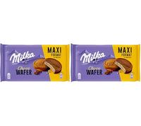 Milka Choco Wafer Galleta Barquillo con Relleno de Cacao y Cubierto de Chocolate con Leche de los Alpes, Pack Familiar 300g (Paquete de 2)