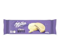 Milka Choco Wafer Galleta Barquillo Cubierto de Chocolate Blanco y Relleno de Cacao, 180g