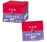 Milka Cioccolatini Cuori Chocolate con Leche Alpino con Relleno de Avellana, 10 x 110g