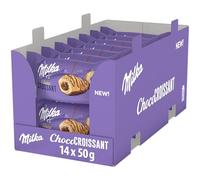 Milka Croissant Chocolate con Relleno de Chocolate con Leche de los Alpes, Pack 14 x 50g
