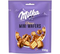 Milka Mini Wafers Galletas Barquillo con Relleno Cremoso y Cubierto de Chocolate con Leche de los Alpes 110g