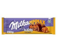 Milka MMMAX Bubbly Caramelo Tableta Grande de Chocolate con Leche de los Alpes, Aireado con Burbujas y Relleno Líquido de Caramelo, 250 g