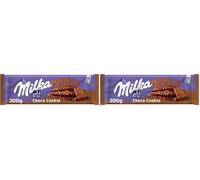 Milka MMMAX Choco Cookie Tableta Grande de Chocolate con Leche de los Alpes, Capa de Galleta de Cacao y Doble Capa de Relleno de Crema Cacao 300 g (Paquete de 2)