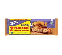 Milka MMMAX, Tableta Grande de Chocolate con Leche de los Alpes, Relleno de Avellanas Enteras y Crema de Caramelo, Pack 2 x 300 g