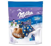 Milka Navidad Huevos de Chocolate con Leche de los Alpes Relleno de Trocitos de Galleta Oreo, Edición Especial Navidad - 86g
