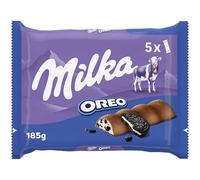 Milka Oreo, Barritas de Chocolate con Leche de los Alpes con Trozos de Galleta Oreo, Formato Bolsillo, 37 g