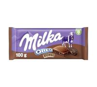 Milka Oreo Brownie Tableta de Chocolate con Leche de los Alpes con Trozos de Galleta Oreo con Textura de Bizcocho de Chocolate Brownie 100 g