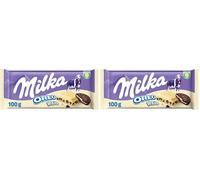Milka Oreo Tableta de Chocolate Blanco con Trozos con Galleta Oreo y Relleno de Vainilla, 100 g (Paquete de 2)