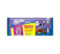 Milka Oreo, Tableta de Chocolate con Leche de los Alpes y Trozos de Galleta Oreo - Pack 2 Tabletas, 100 g