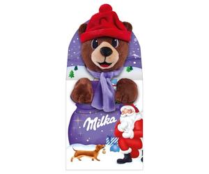 Milka Peluches Navidad, Santa, Oso y Reno con Sorpresa de Chocolates con Leche de los Alpes, Edición Especial Navidad - 96g