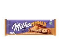 Milka MMMAX, Tableta Grande de Chocolate con Leche de los Alpes, Relleno de Avellanas Enteras y Crema de Caramelo, 300 g