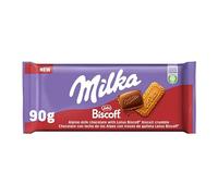 Milka Tableta de Chocolate con Leche de los Alpes con Galleta Lotus Biscoff, 90 g