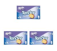 Milka Tender Barritas de Bizcocho con Relleno de Leche y Cubierto de Chocolate con Leche de los Alpes 5 x 37g (Paquete de 3)
