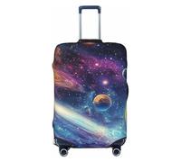 Milky Way and Starry Outer Space - Funda elástica para equipaje de viaje, protector de maleta, funda de equipaje impresa antiarañazos, Black, L